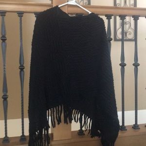 Black sweater poncho